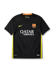 Barcelona 2013-14 black third retro football jersey with Qatar Airways sponsor