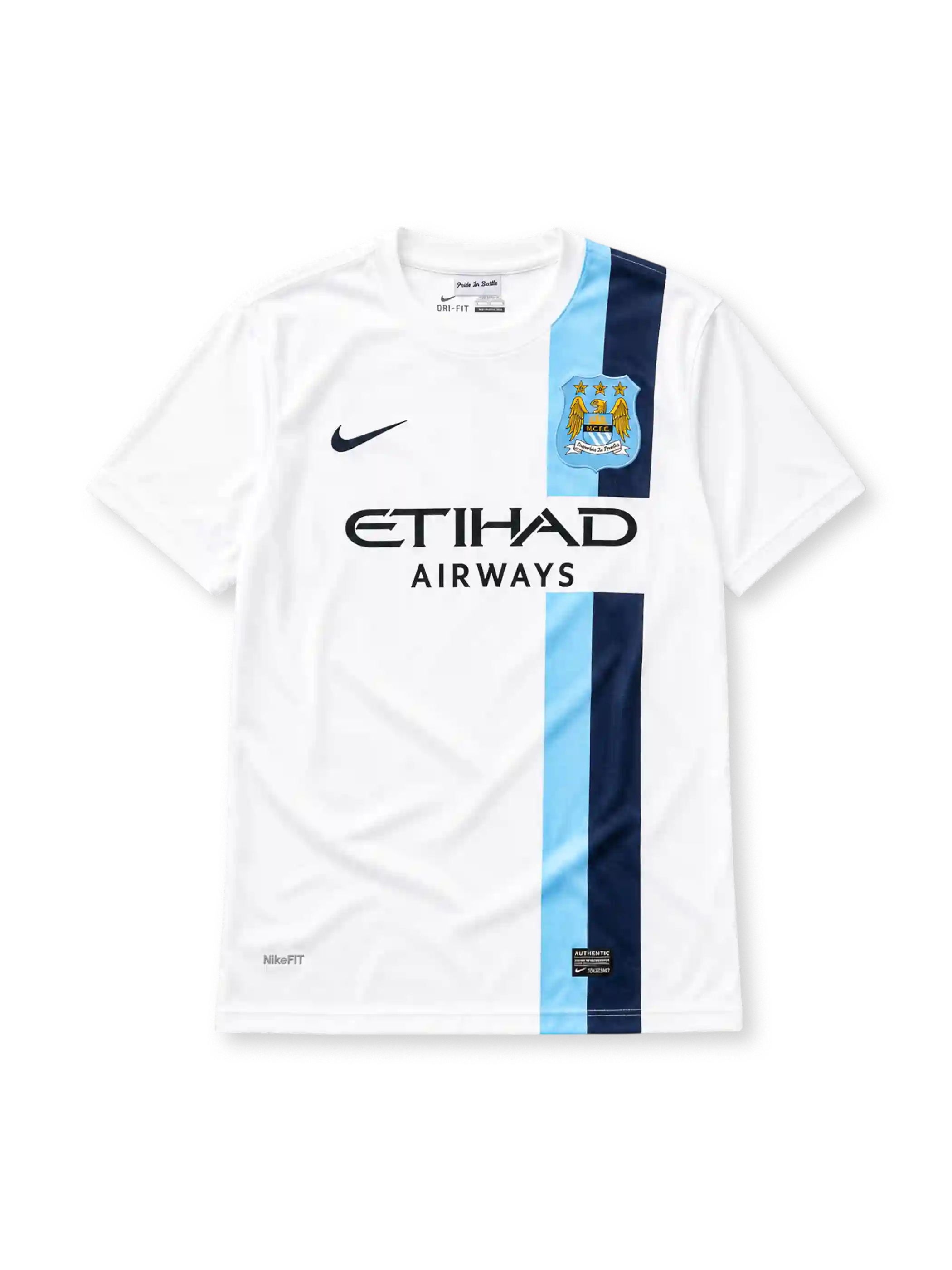 Manchester City 2013-14 white third retro football jersey with Etihad Airways sponsor
