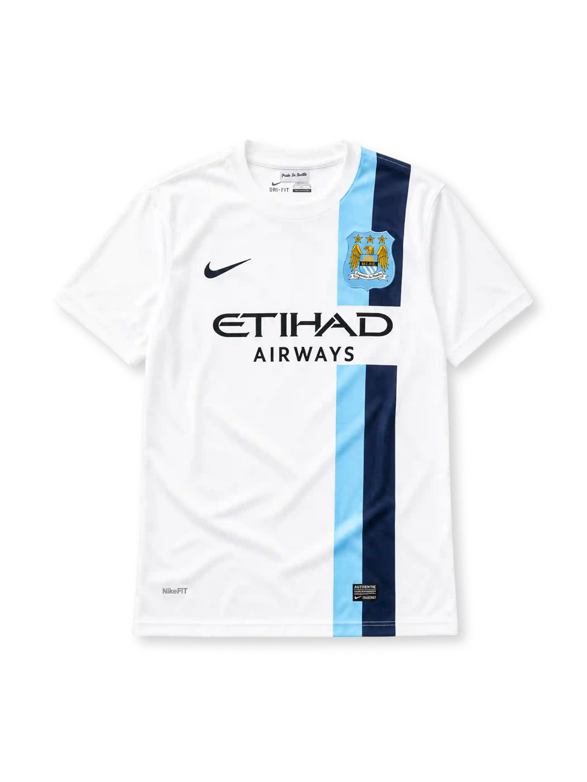 Manchester City 2013-14 white third retro football jersey with Etihad Airways sponsor