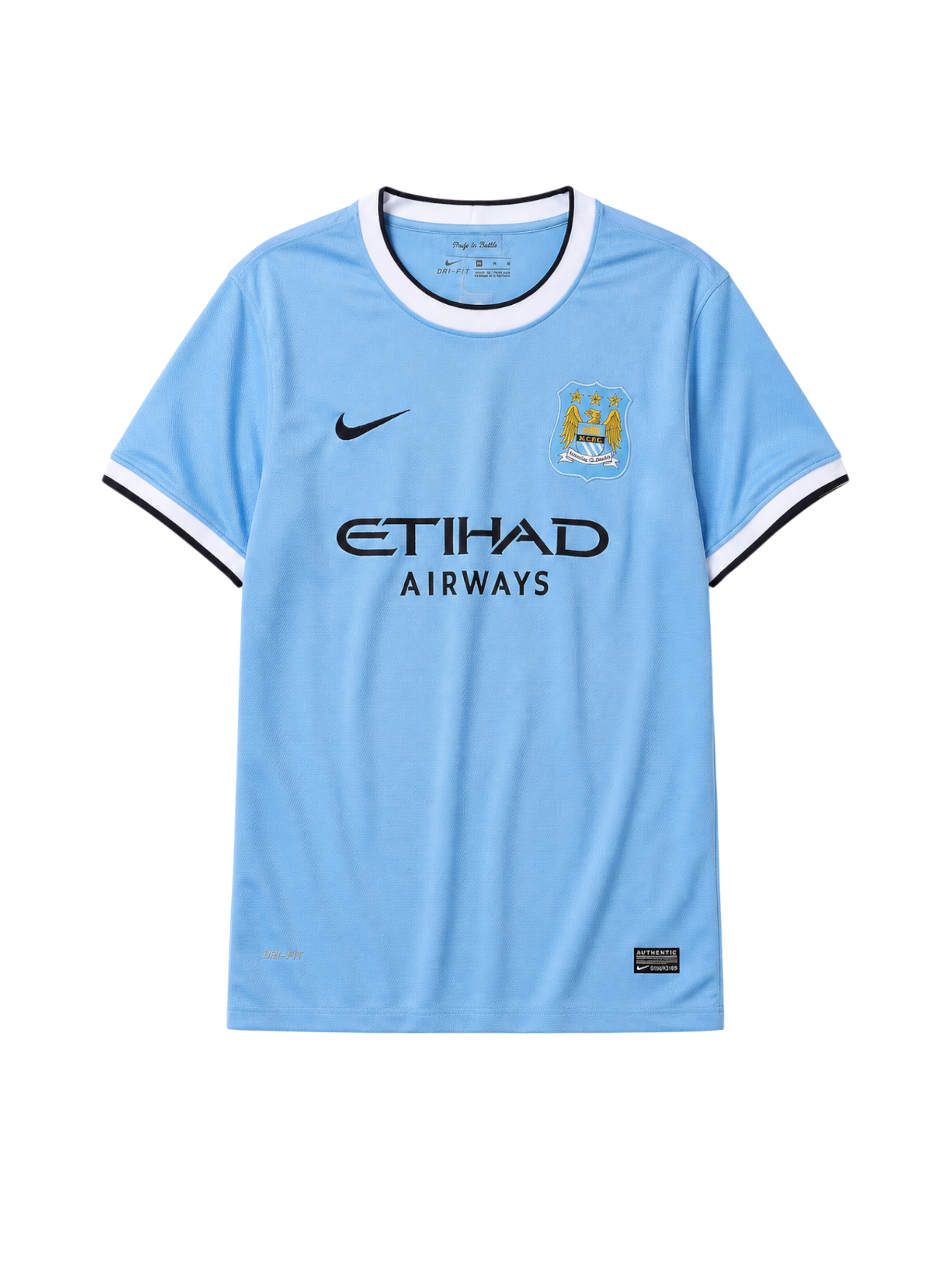 Manchester City 2013-14 sky blue home retro football jersey with Etihad Airways sponsor
