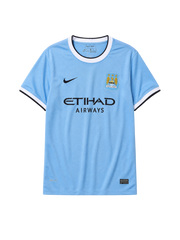Manchester City 2013-14 sky blue home retro football jersey with Etihad Airways sponsor