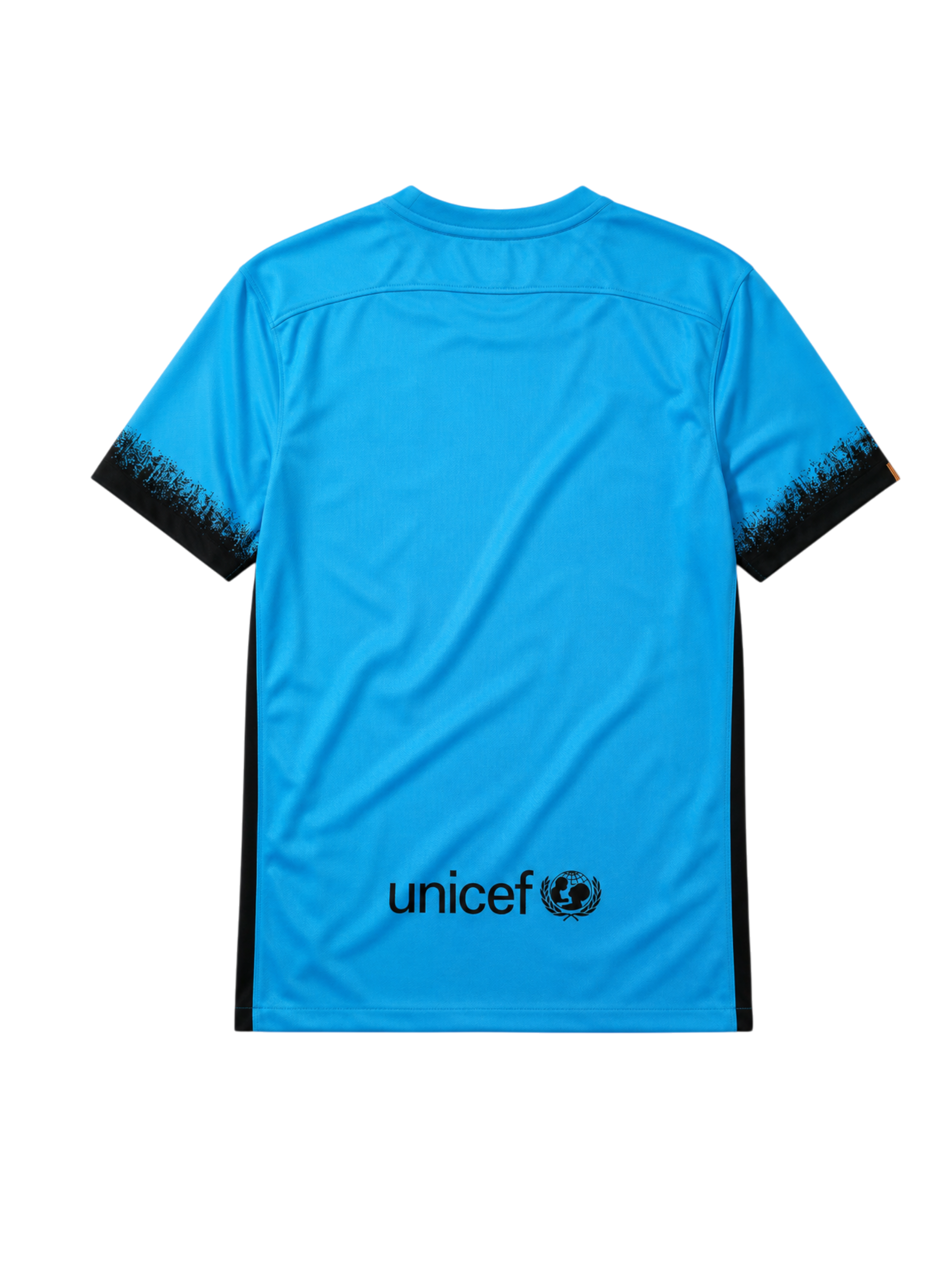 Barcelona 2015-16 cyan third retro football jersey with Qatar Airways sponsor