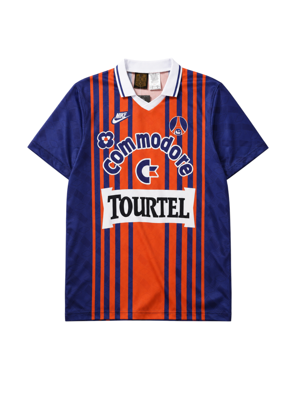 Paris Saint-Germain 1993-94 orange navy home retro football jersey with Commodore Tourtel sponsors