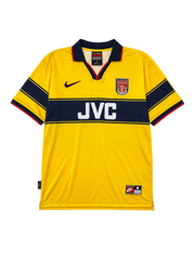 Arsenal 1997-99 yellow away retro football jersey with JVC sponsor