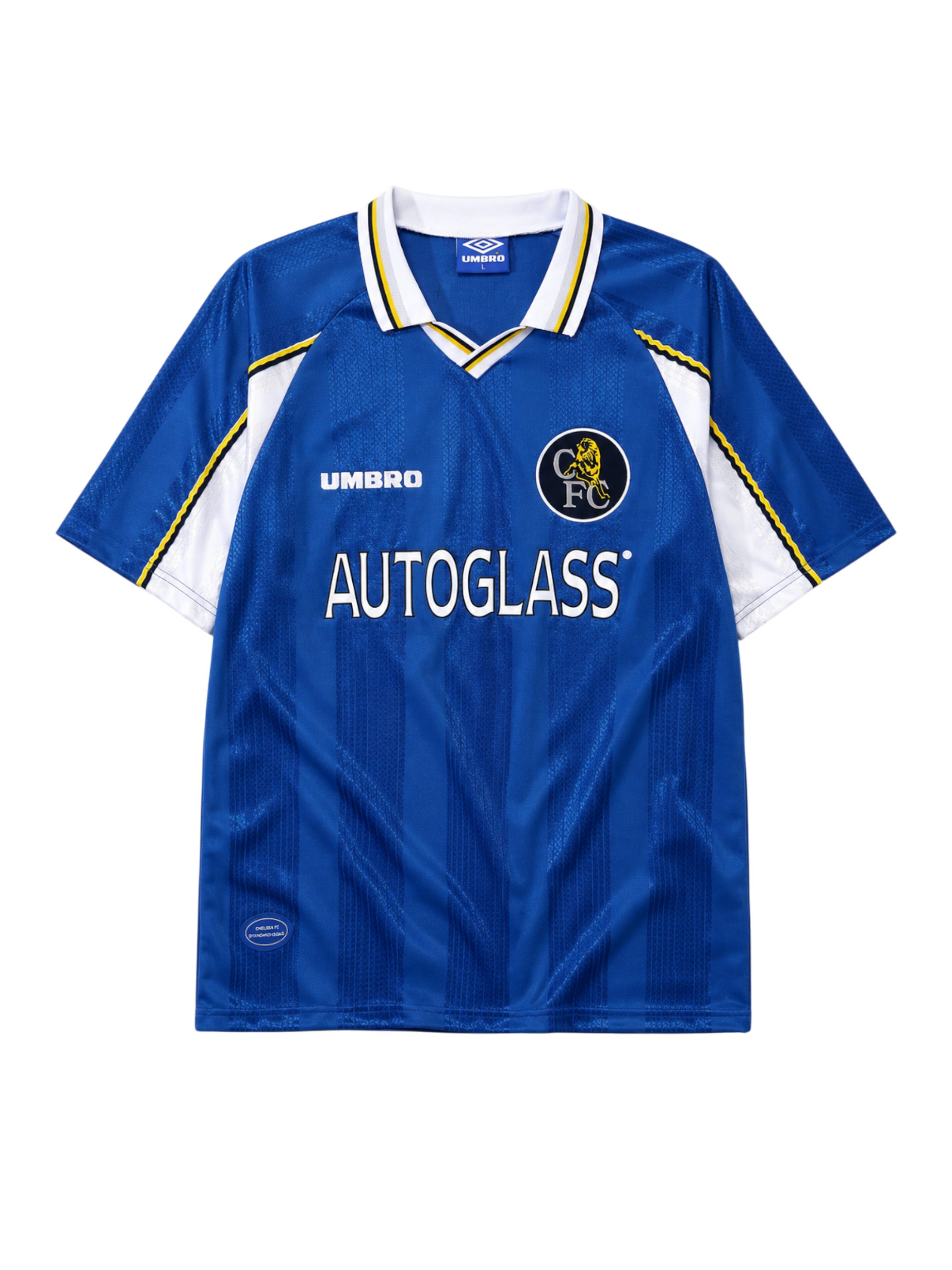 Chelsea 1997-99 blue home retro football jersey with Autoglass sponsor