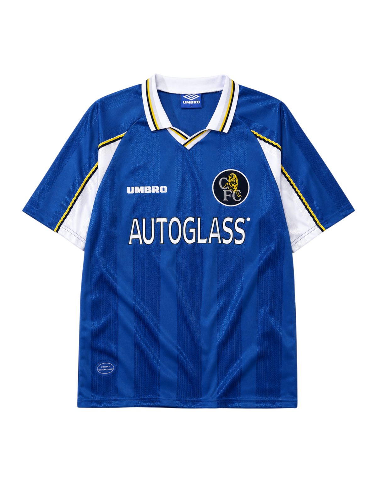 Chelsea 1997-99 blue home retro football jersey with Autoglass sponsor