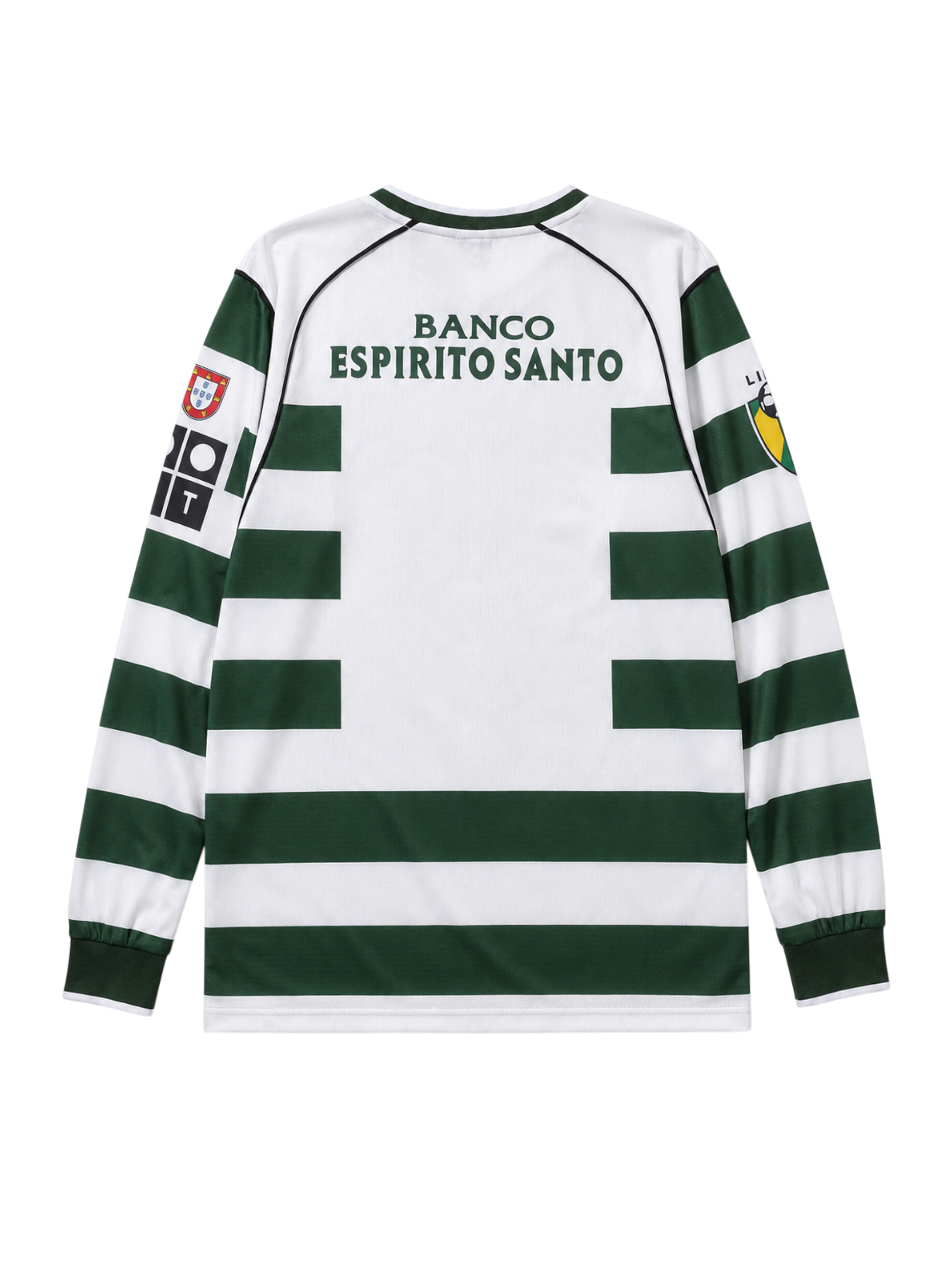 Sporting CP 2001-03 green white home long-sleeve retro football jersey with PT sponsor