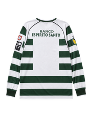 Sporting CP 2001-03 green white home long-sleeve retro football jersey with PT sponsor