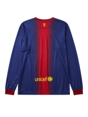 Barcelona 2012-13 blue red home long-sleeve retro football jersey with Qatar Foundation sponsor