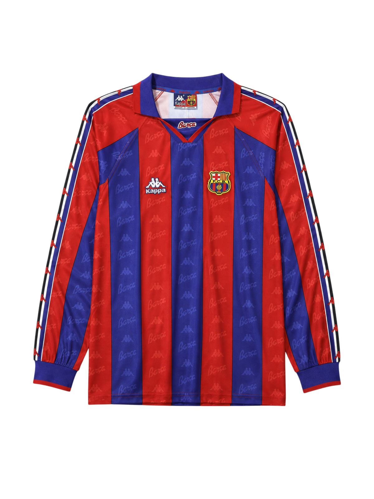 Barcelona 1995-97 blue red home long-sleeve retro football jersey Kappa