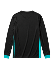 Real Madrid 2017-18 black away long-sleeve retro football jersey with Fly Emirates sponsor