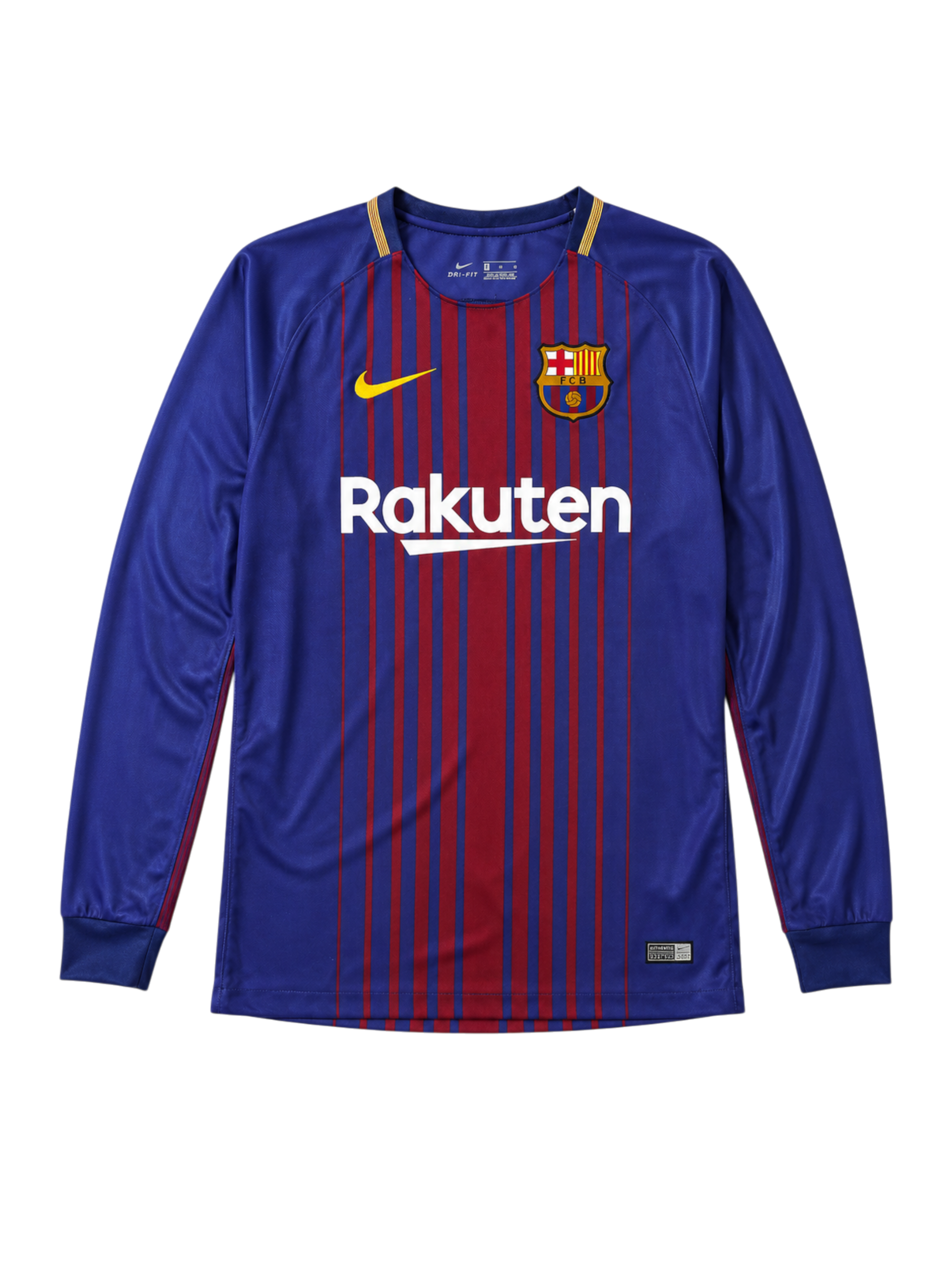 Barcelona 2017-18 blue garnet home long-sleeve retro football jersey with Rakuten sponsor