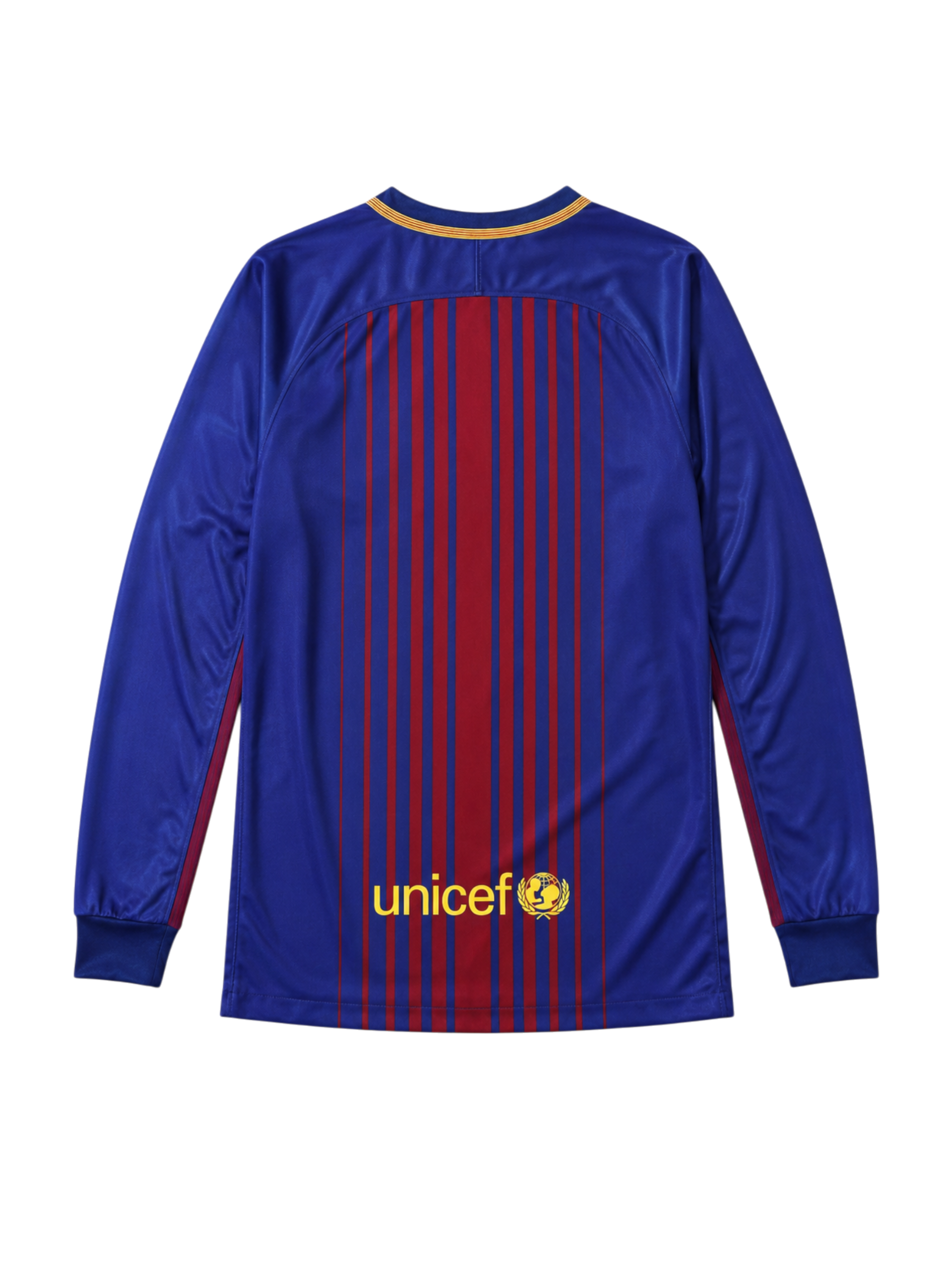 Barcelona 2017-18 blue garnet home long-sleeve retro football jersey with Rakuten sponsor