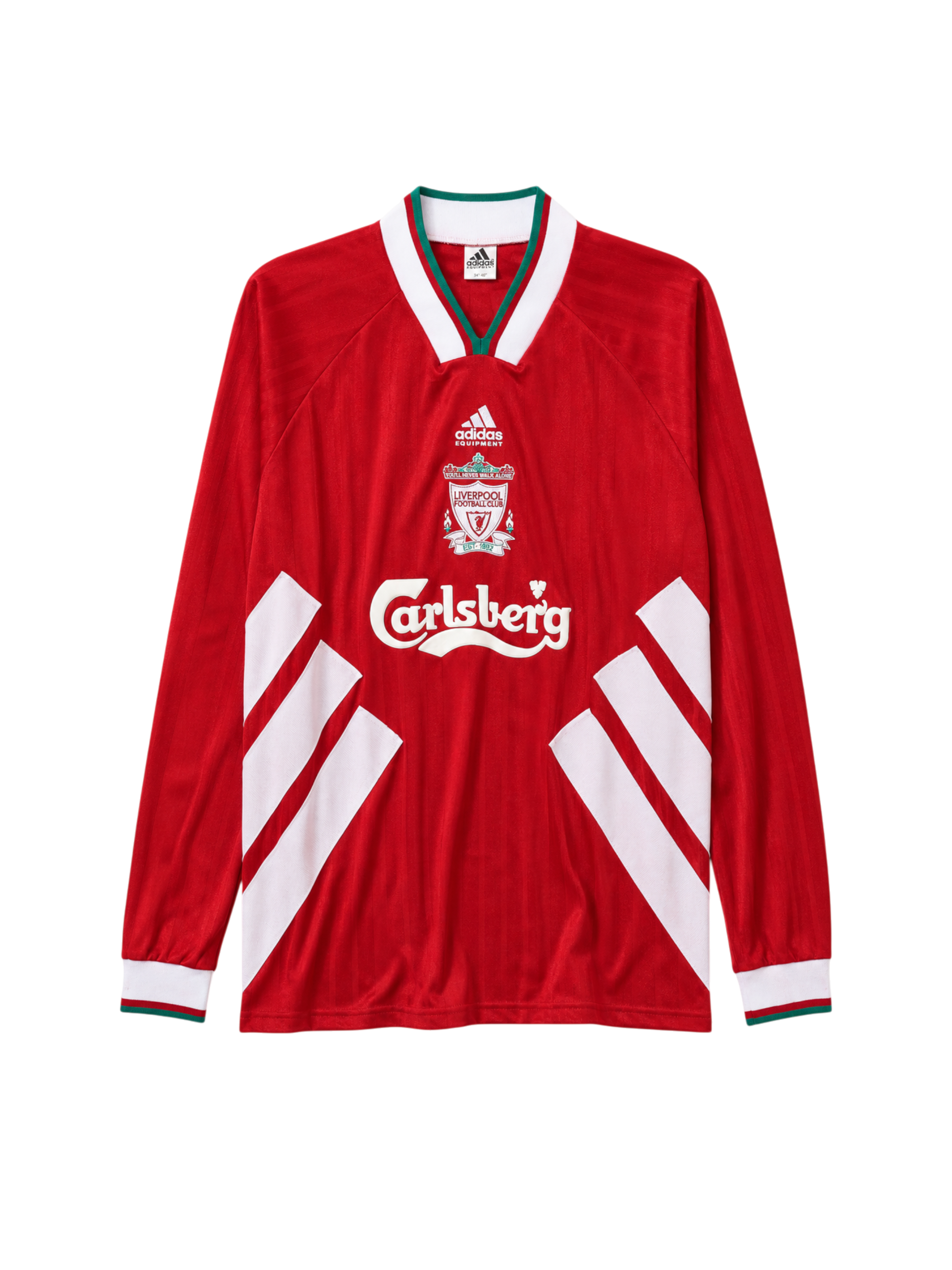 Liverpool 1993-95 red home long-sleeve retro football jersey with Carlsberg sponsor