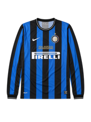Inter Milan 2009-10 home long-sleeve retro football jersey with Final Madrid 2010 commemorative print