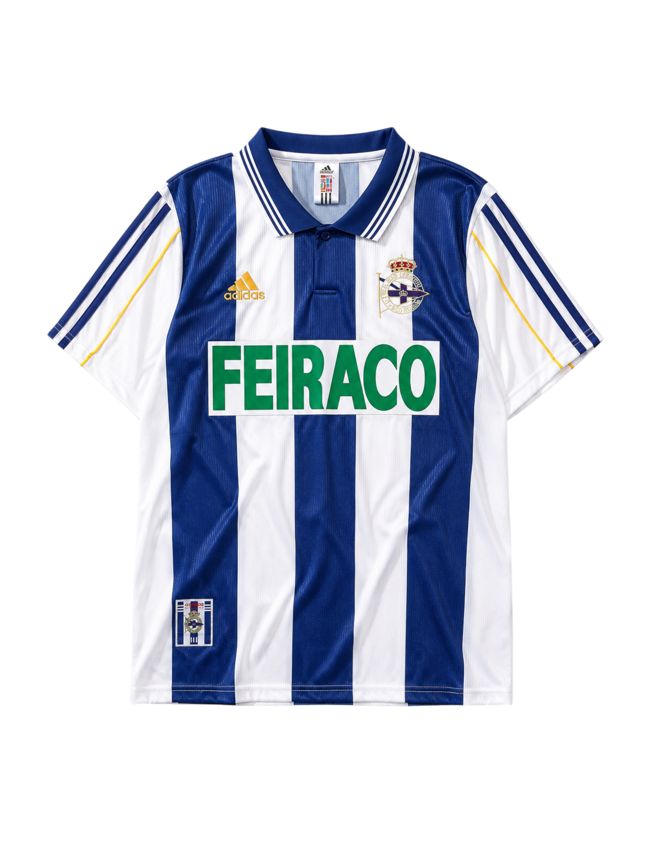 Deportivo La Coruna 1999-00 blue white home retro football jersey with Feiraco sponsor