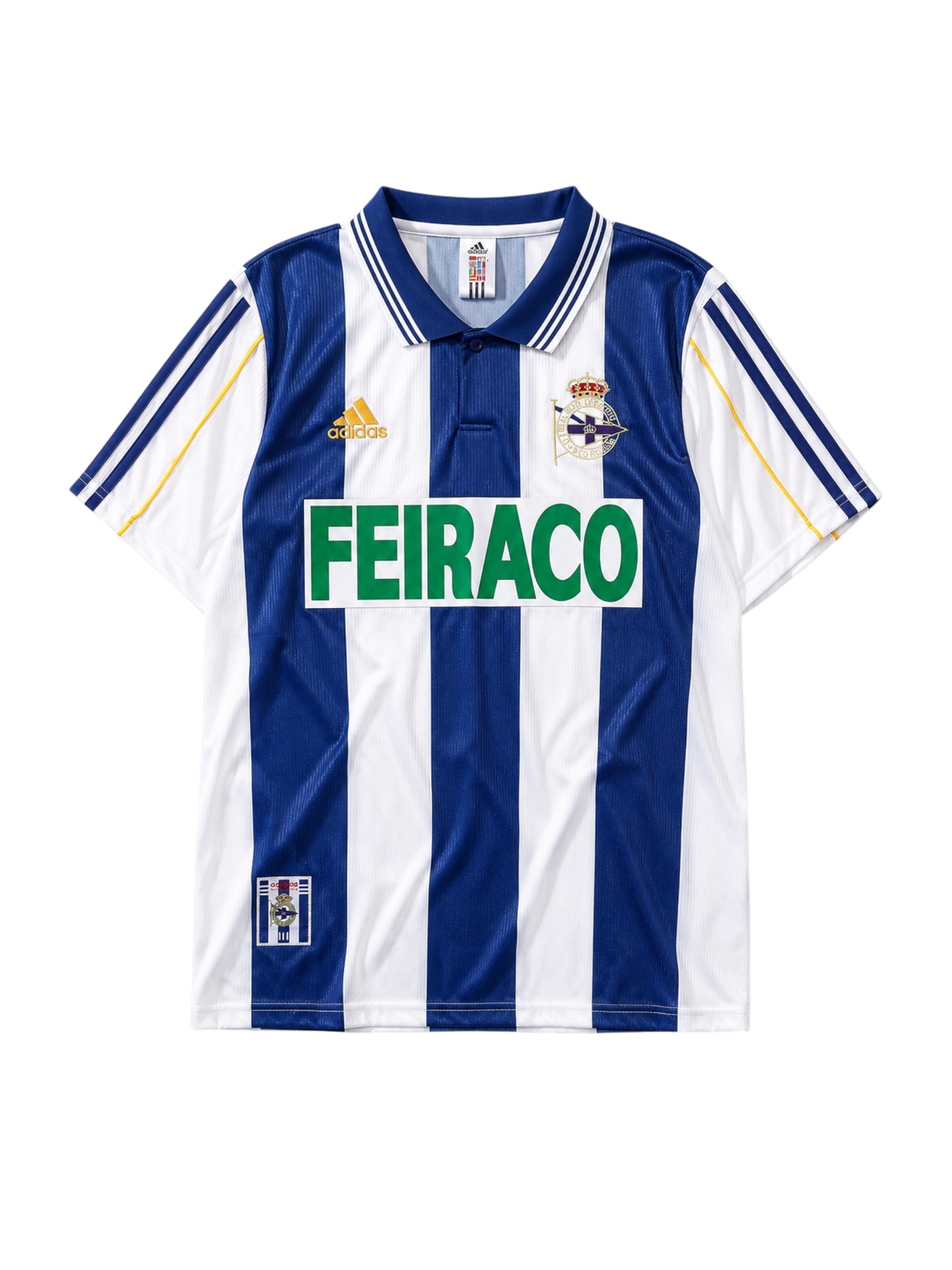 Deportivo La Coruna 1999-00 blue white home retro football jersey with Feiraco sponsor
