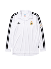 Real Madrid 2002-03 white home long-sleeve retro football jersey centenary