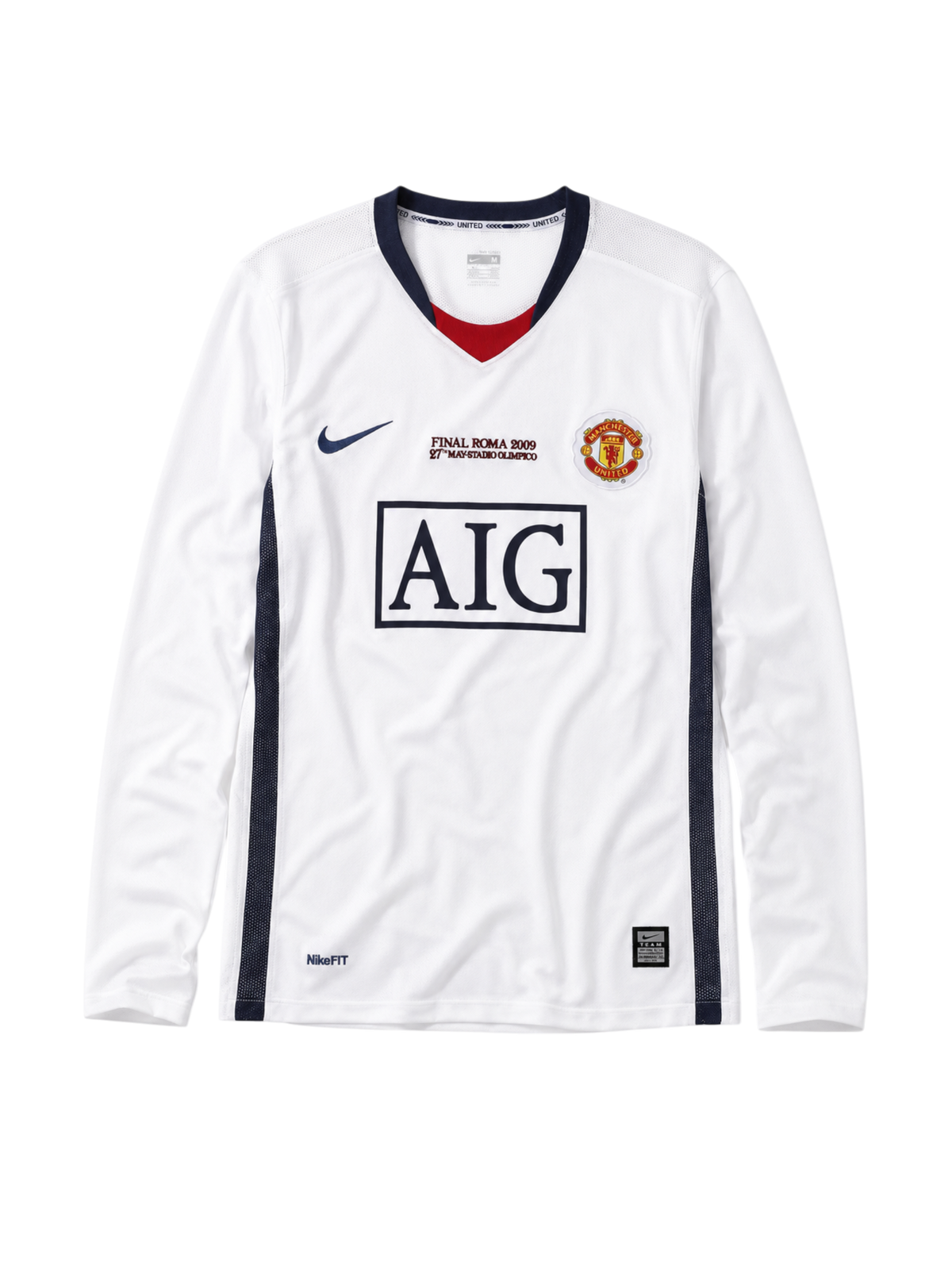 Manchester United 2008-09 white away long-sleeve retro football jersey Champions League final