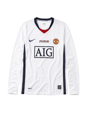 Manchester United 2008-09 white away long-sleeve retro football jersey Champions League final