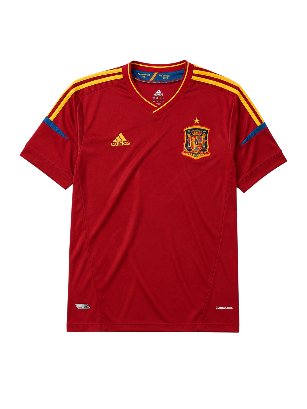 Spain 2012 home football jersey by Adidas with gold star crest