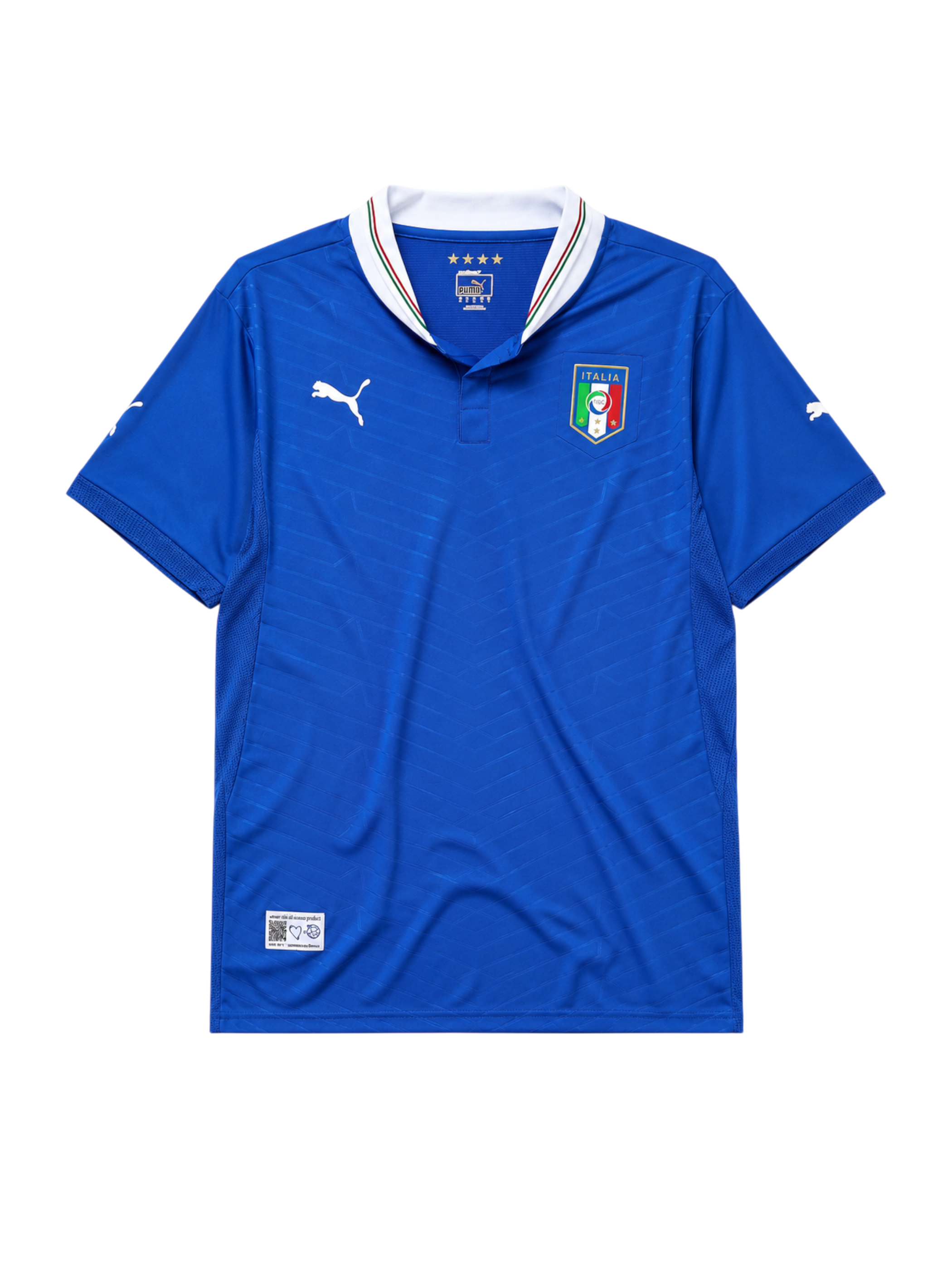 Italy 2012 home football jersey by Puma with four-star tricolor crest