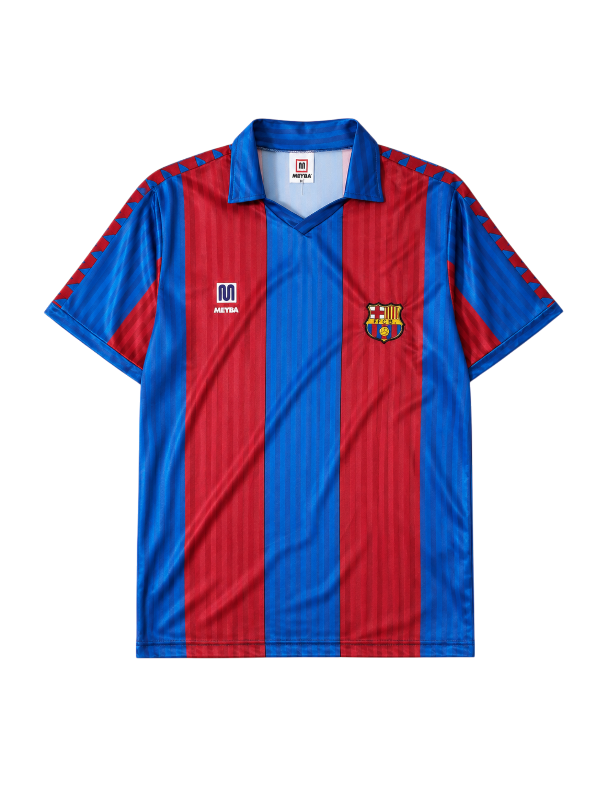 Barcelona 1989/92 home football jersey by Meyba with blaugrana stripes