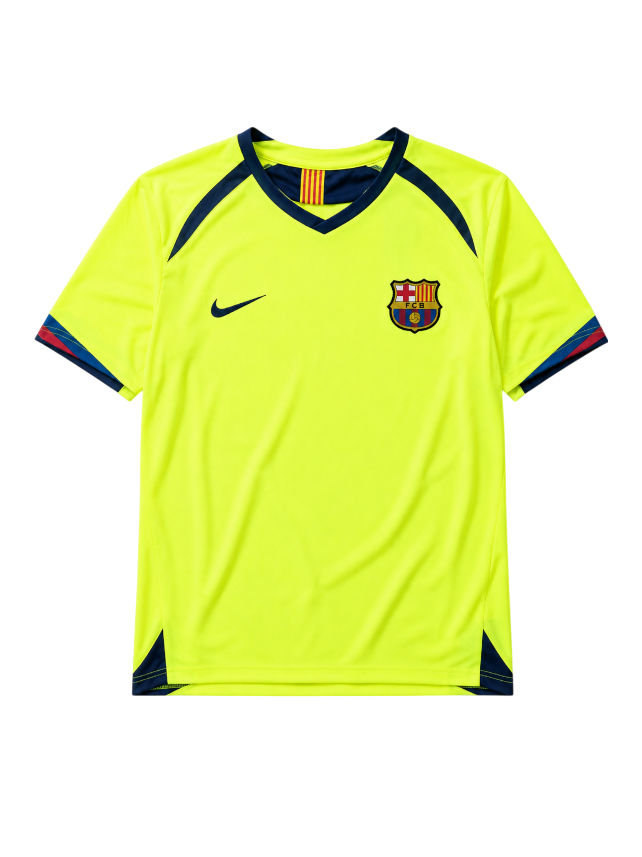 Barcelona 2005/06 away football jersey by Nike in neon yellow
