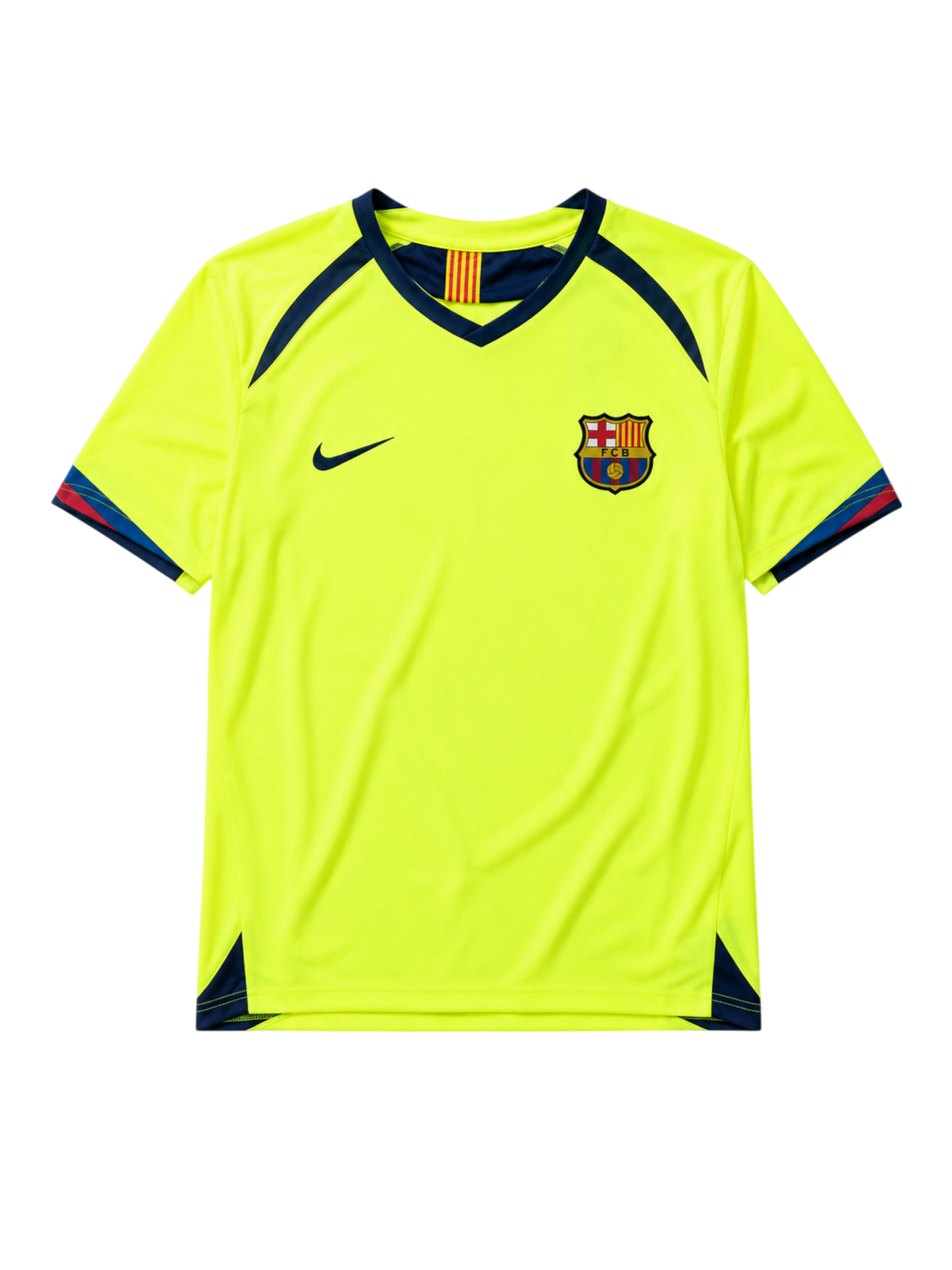Barcelona 2005/06 away football jersey by Nike in neon yellow