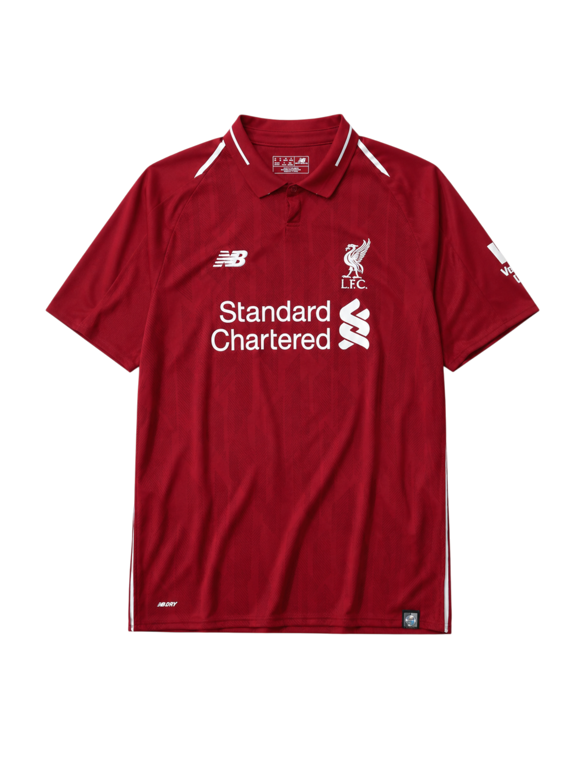 Liverpool 2018/19 home football jersey by New Balance with Standard Chartered sponsor logo