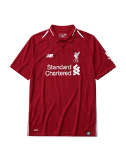 Liverpool 2018/19 home football jersey by New Balance with Standard Chartered sponsor logo