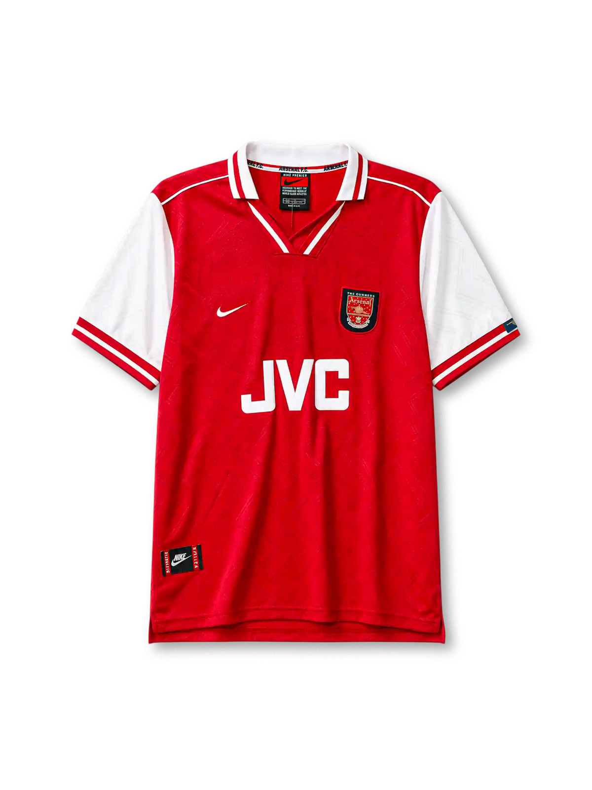 Arsenal 1996/97 home football jersey by Nike with JVC sponsor logo