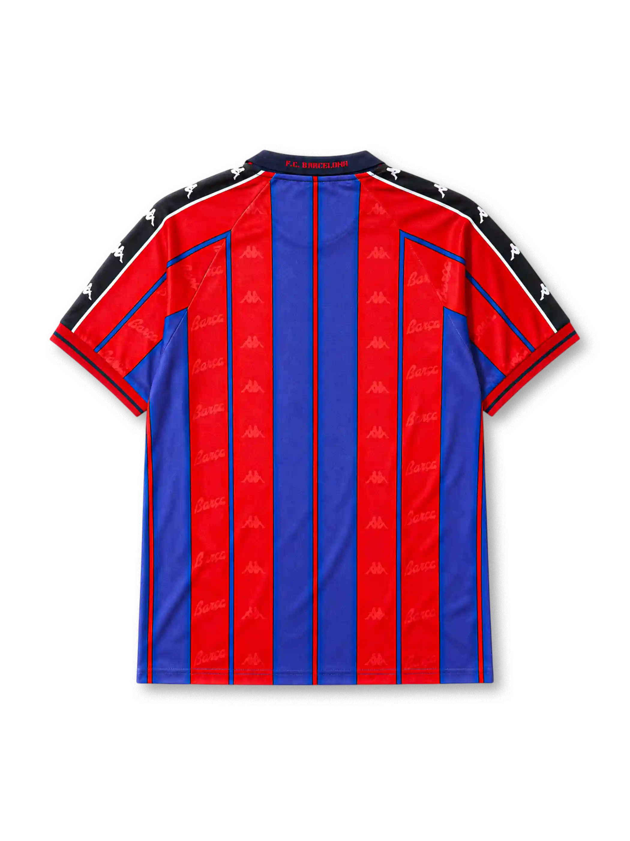 Barcelona 1997/98 home football jersey by Kappa with blaugrana stripes