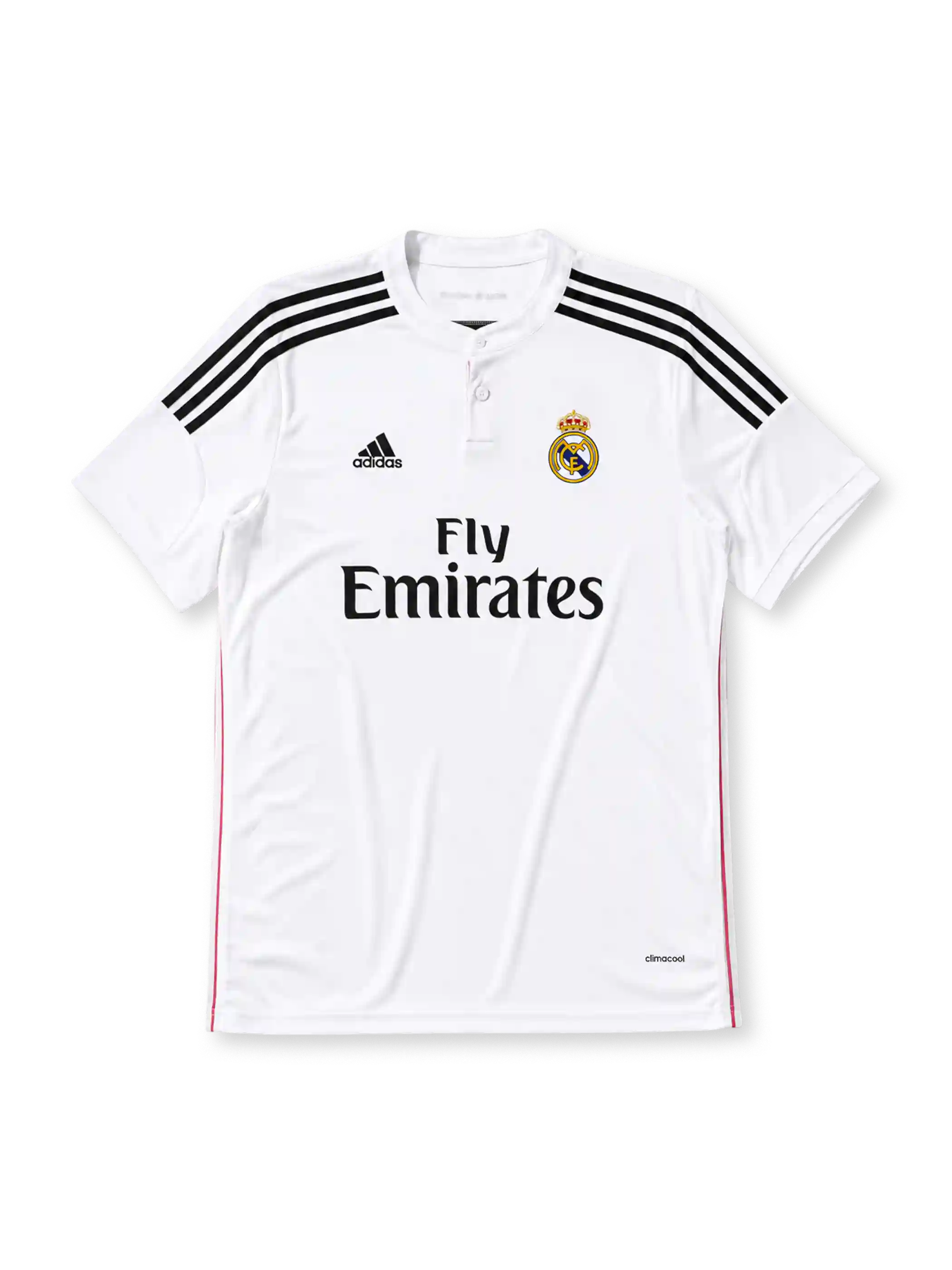 Real Madrid 2014/15 home football jersey by Adidas with Fly Emirates sponsor logo