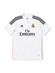 Real Madrid 2014/15 home football jersey by Adidas with Fly Emirates sponsor logo