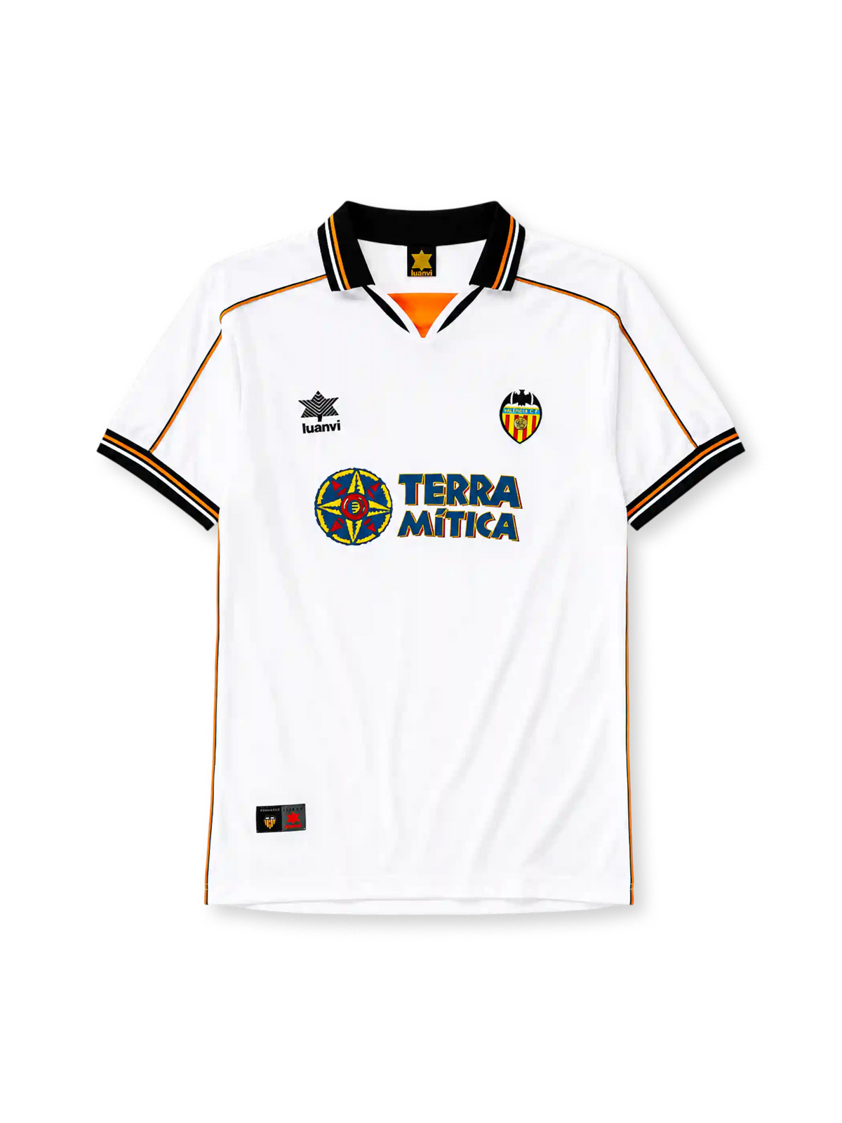Valencia CF 1999/00 home football jersey by Luanvi with Terra Mítica sponsor logo