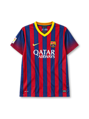 Barcelona 2013/14 home football jersey by Nike with Qatar Airways sponsor logo