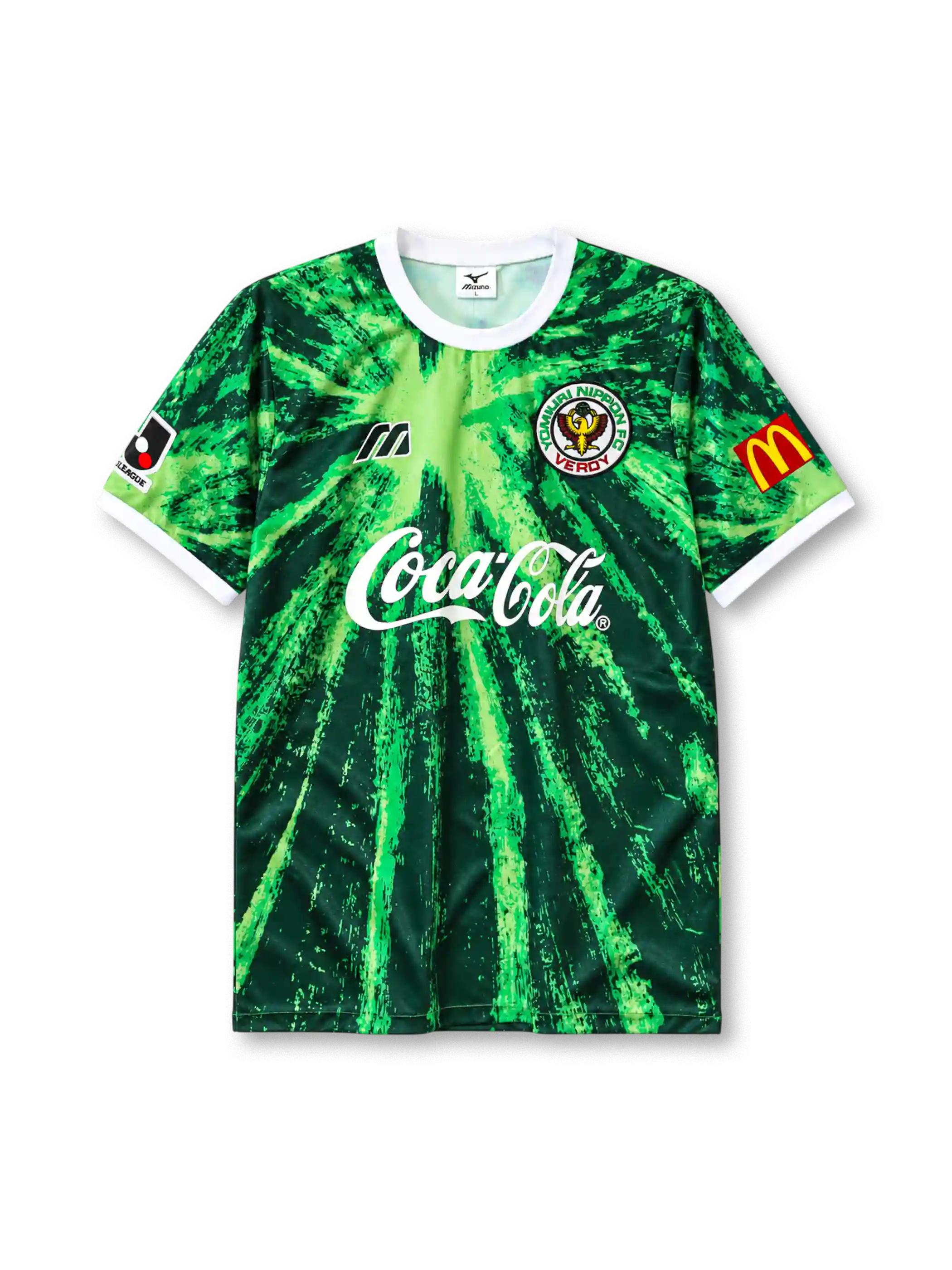 Verdy Kawasaki 1994 home football jersey by Mizuno with Coca-Cola sponsor logo