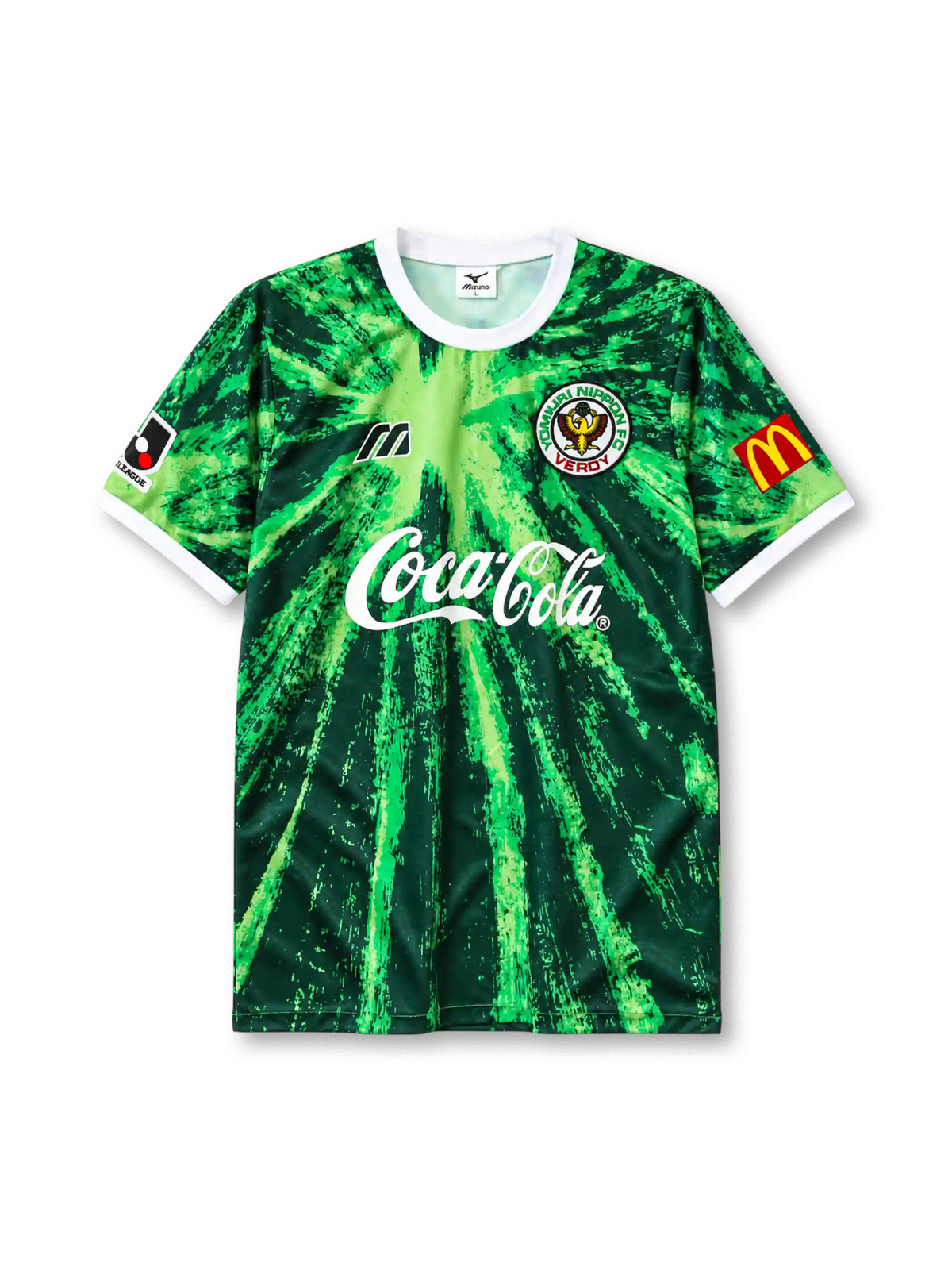 Verdy Kawasaki 1994 home football jersey by Mizuno with Coca-Cola sponsor logo