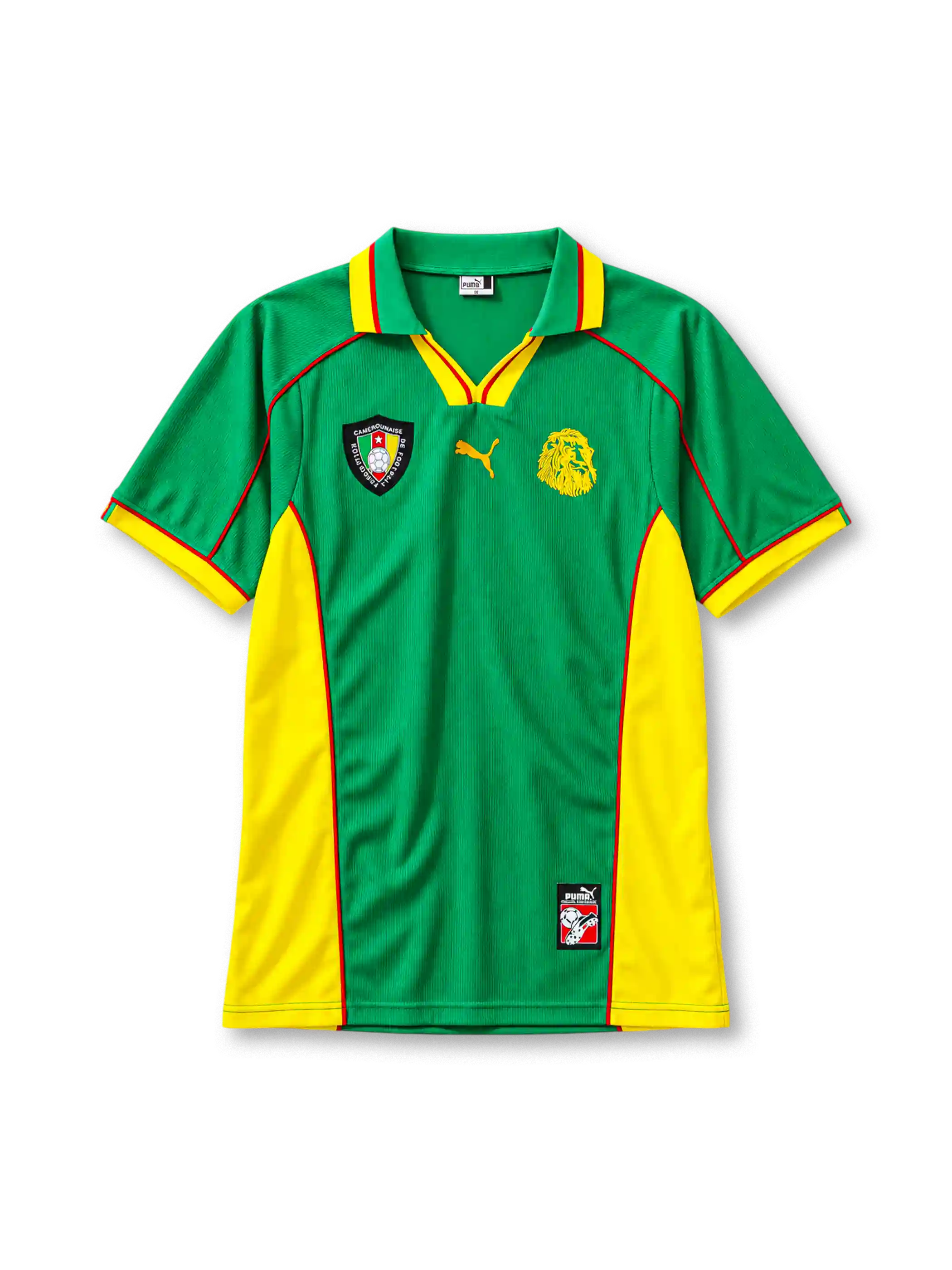 Cameroon 1998/99 home football jersey by Puma from the World Cup kit era