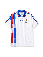 France 1994 away football jersey by Adidas with red and blue diamond pattern
