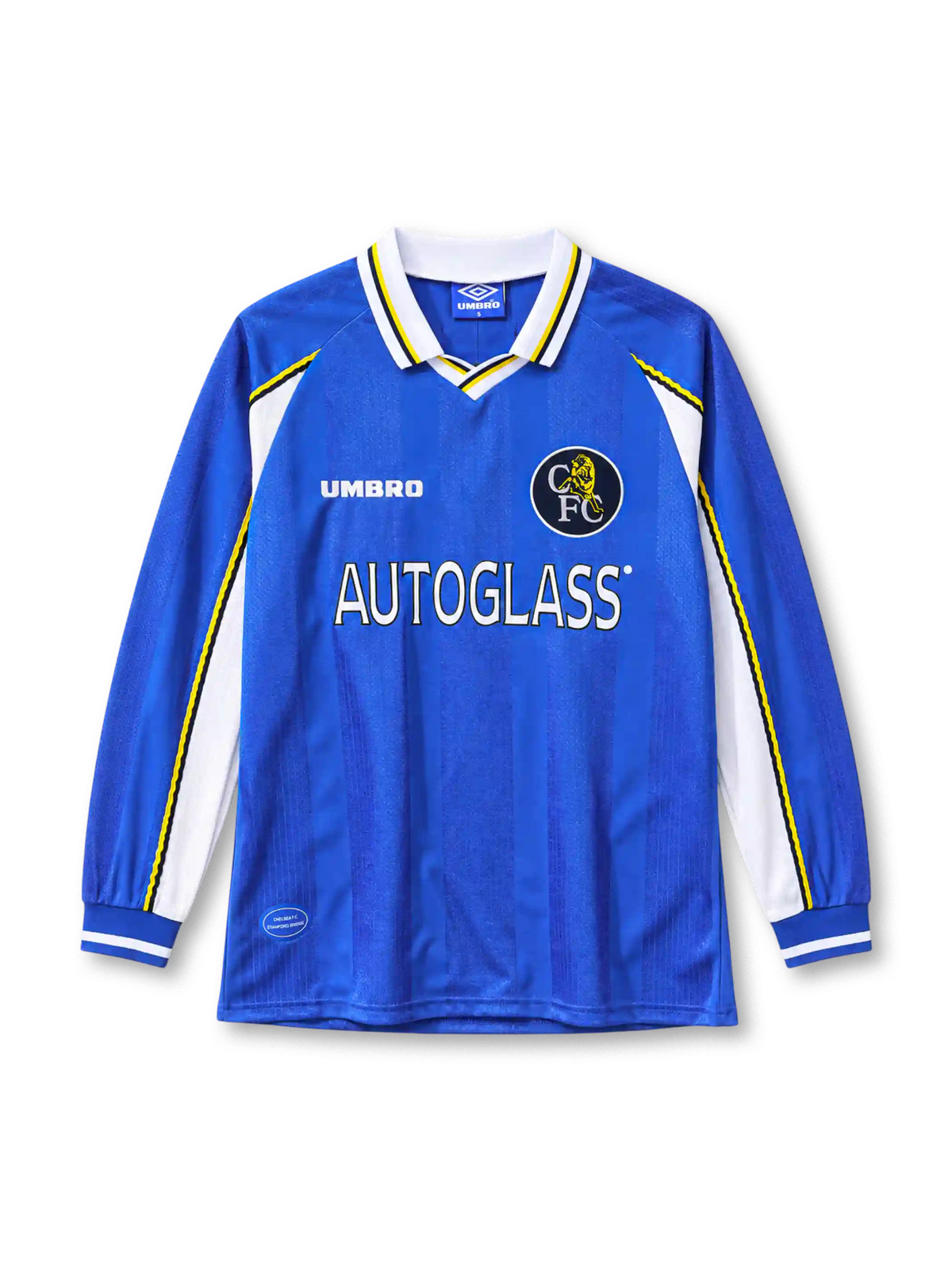 Chelsea 1997-99 home jersey Umbro front view blue long sleeve