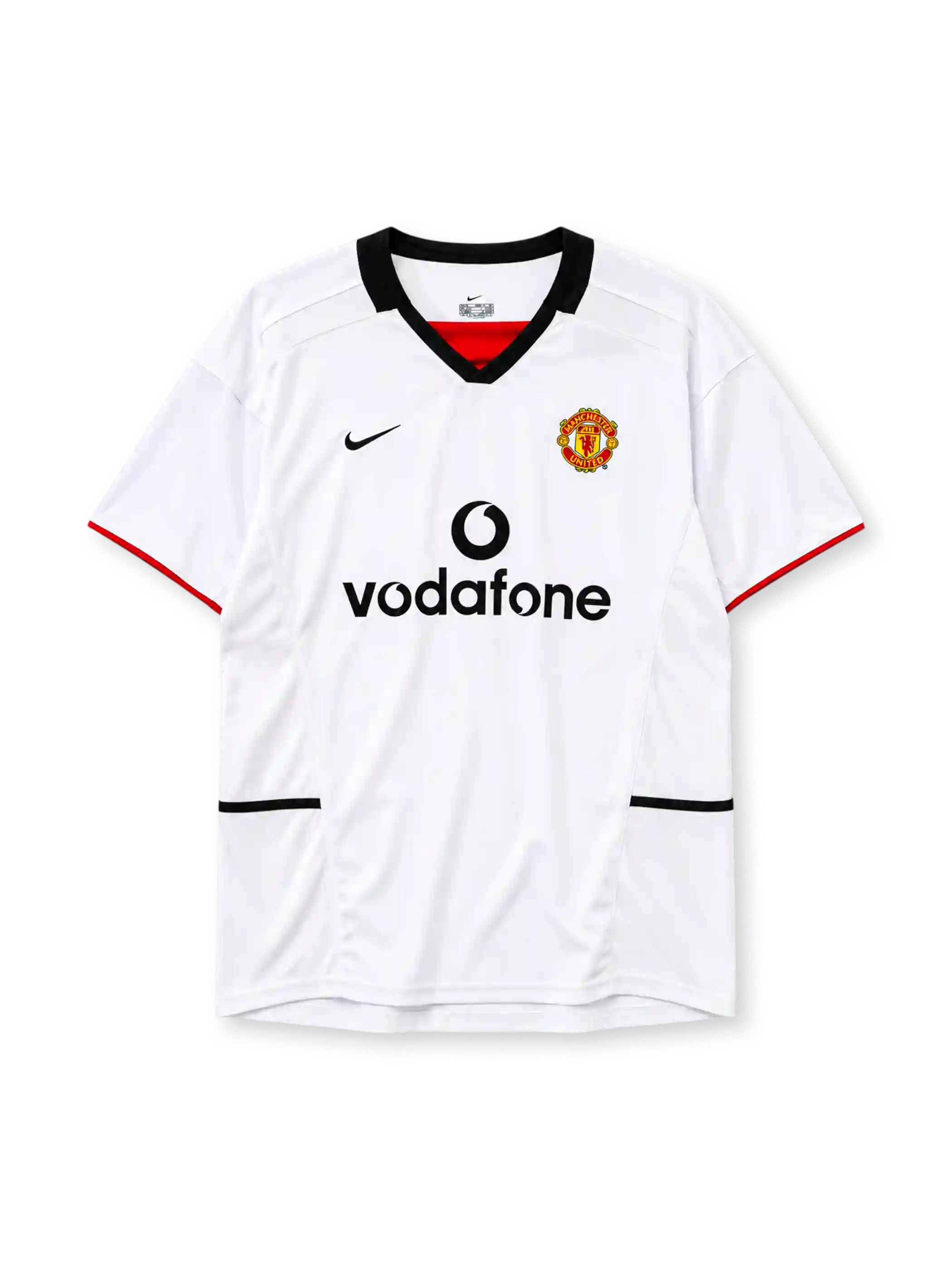 Manchester United 2002-03 away jersey Nike front view white black collar