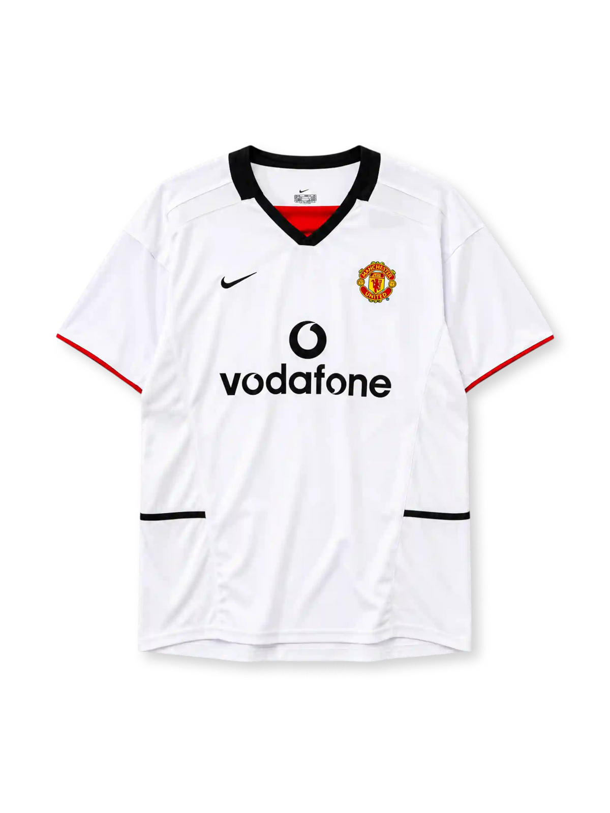 Manchester United 2002-03 away jersey Nike front view white black collar