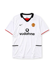 Manchester United 2002-03 away jersey Nike front view white black collar