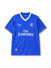 Chelsea 2003-05 home jersey Umbro front view blue Fly Emirates