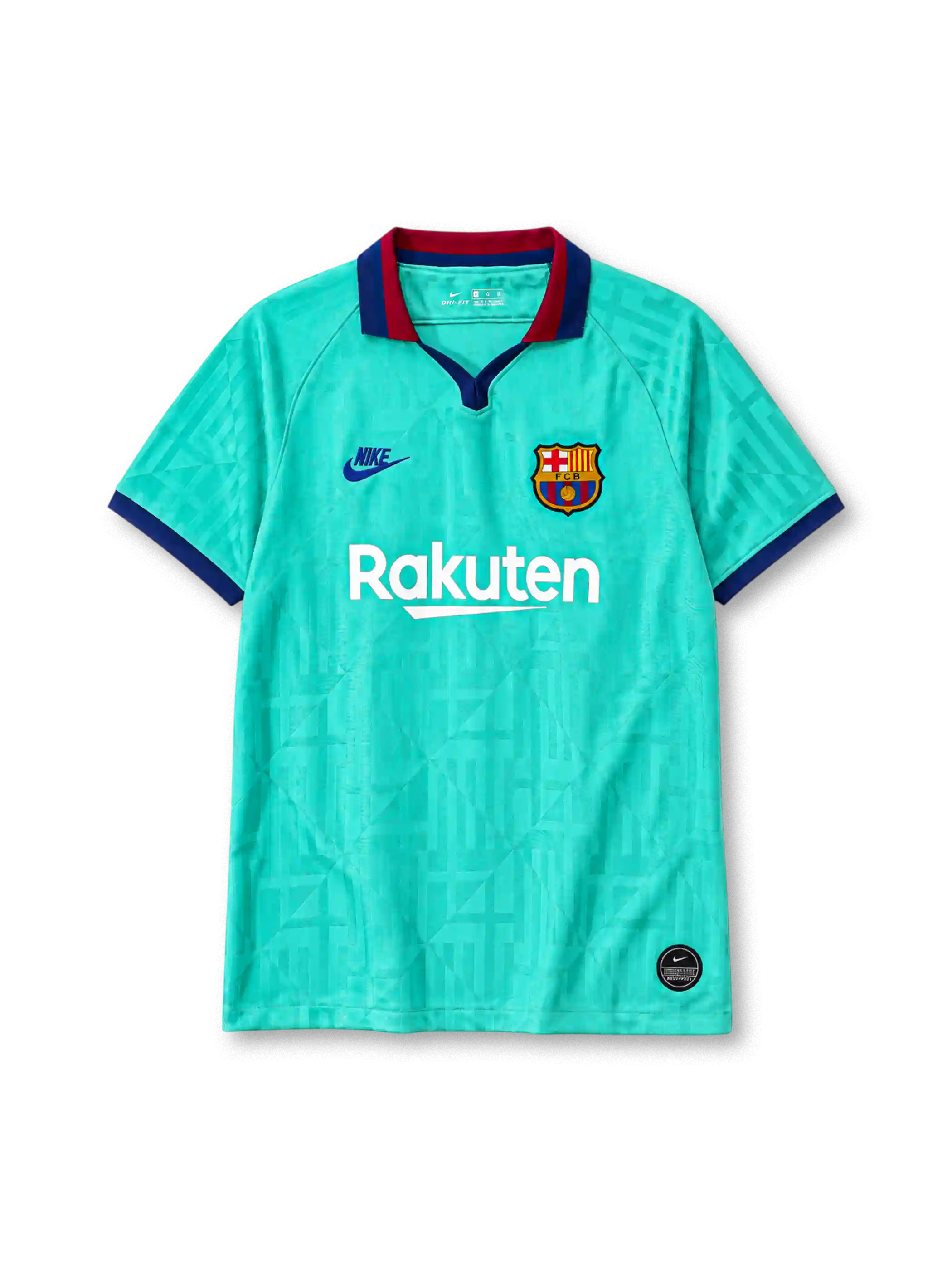 FC Barcelona 2019-20 third jersey Nike front view teal diamond pattern
