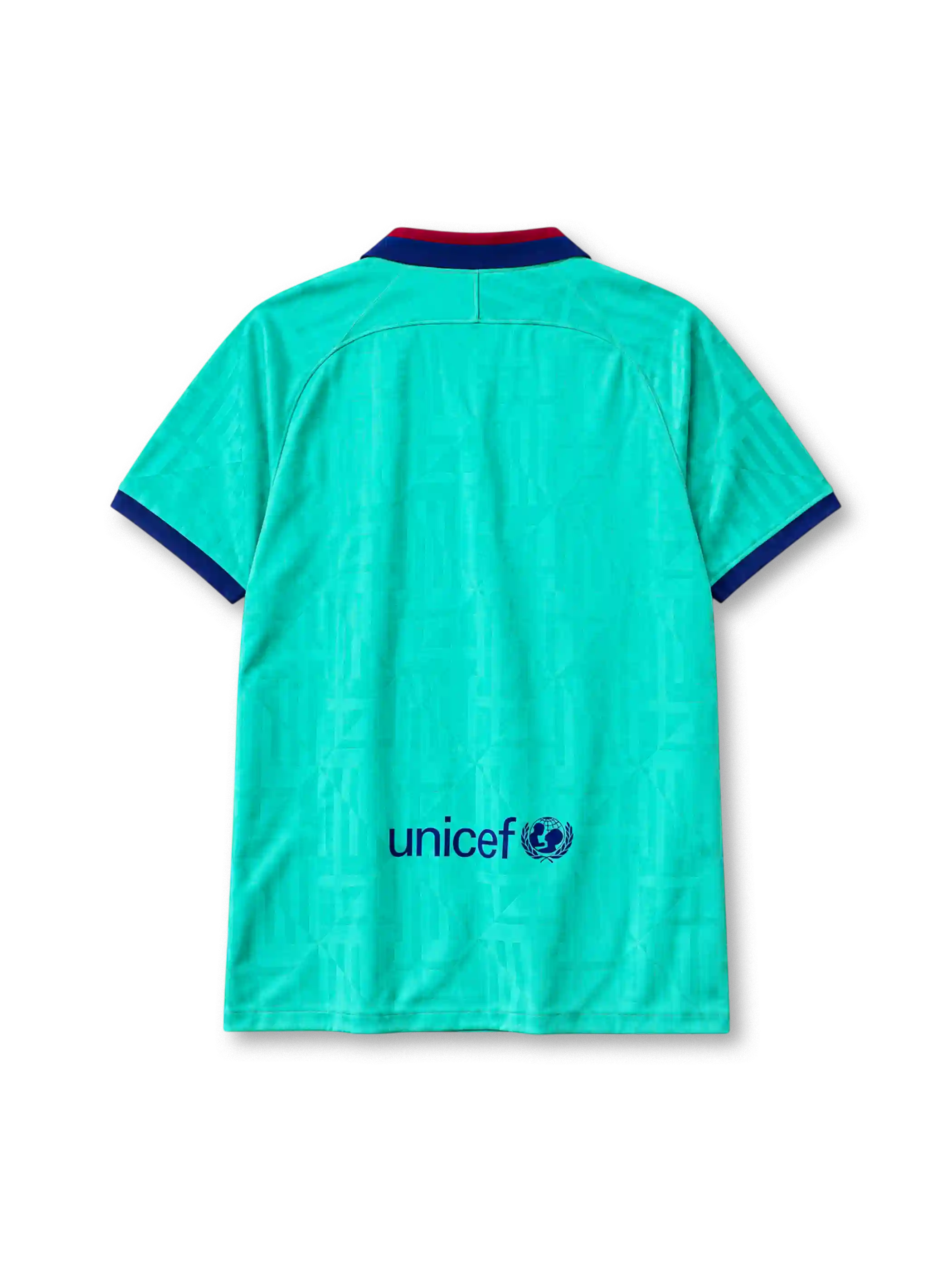FC Barcelona 2019-20 third jersey Nike front view teal diamond pattern