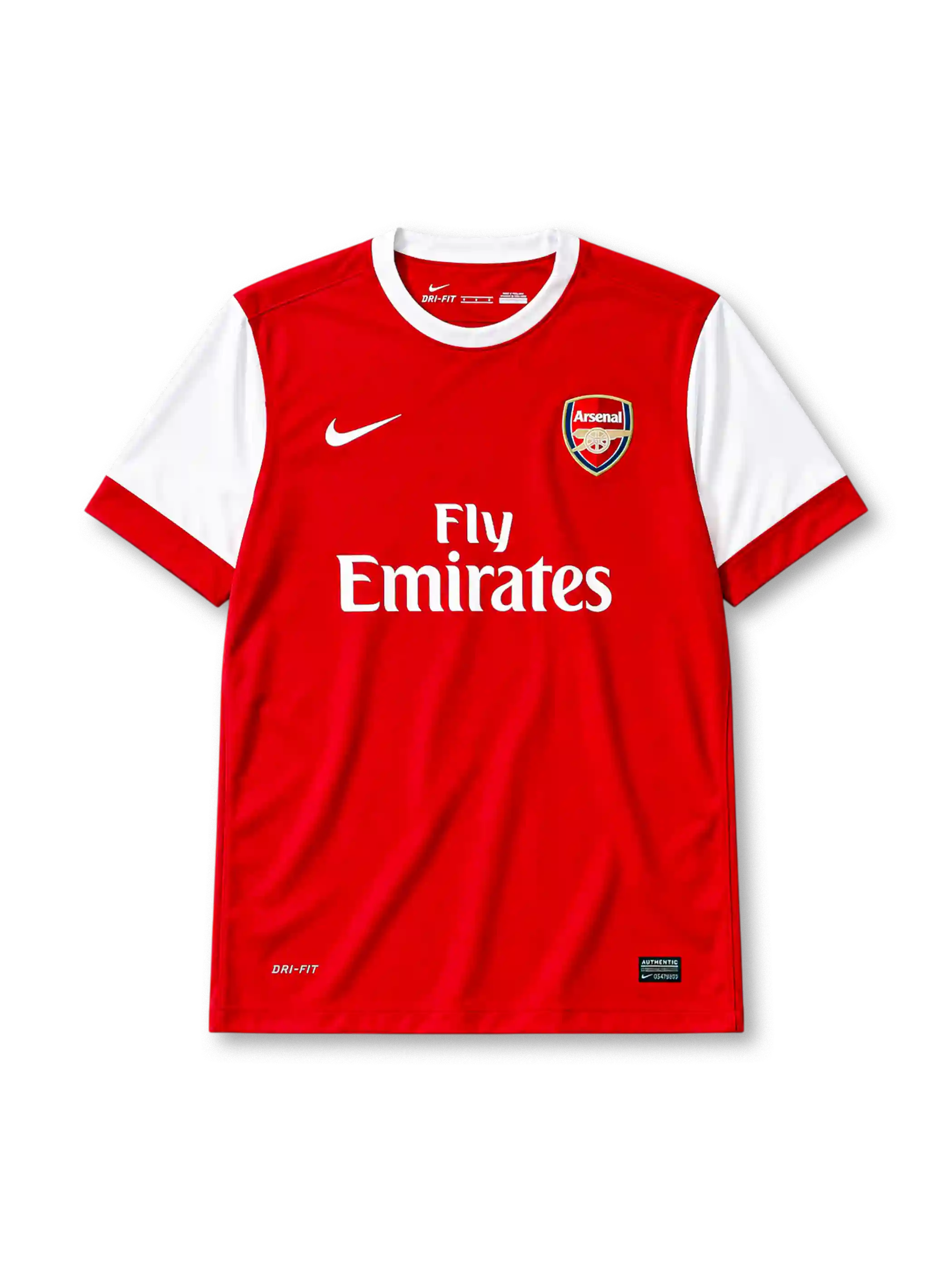 Arsenal 2010-11 home jersey Nike front view red white sleeves