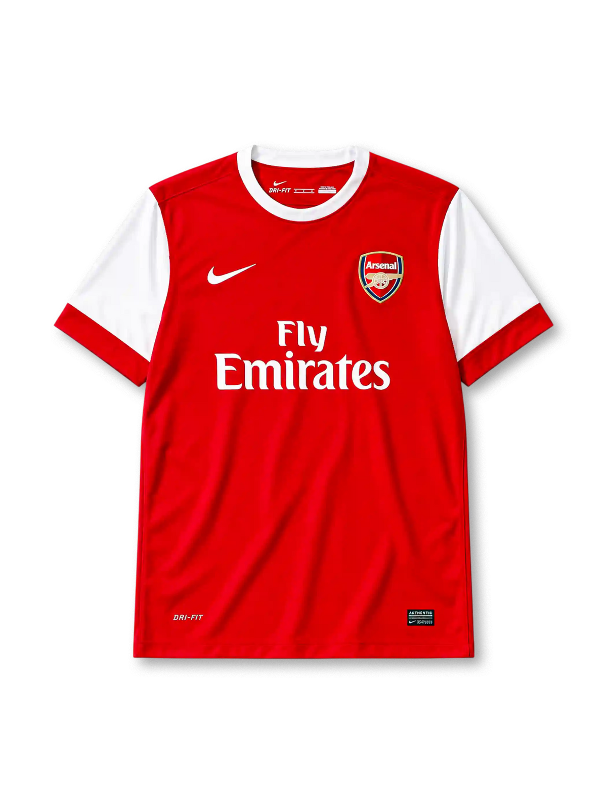 Arsenal 2010-11 home jersey Nike front view red white sleeves